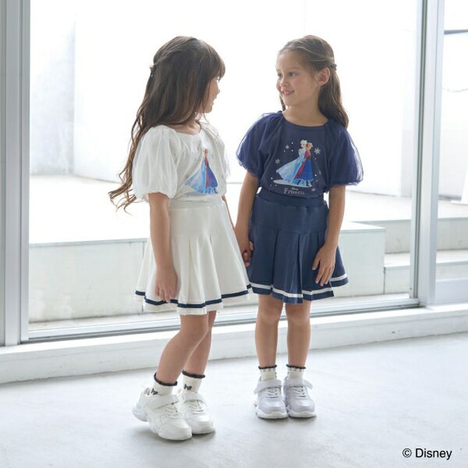 日本 Lycee mine - 閃耀冰雪公主薄紗泡泡袖上衣-水藍