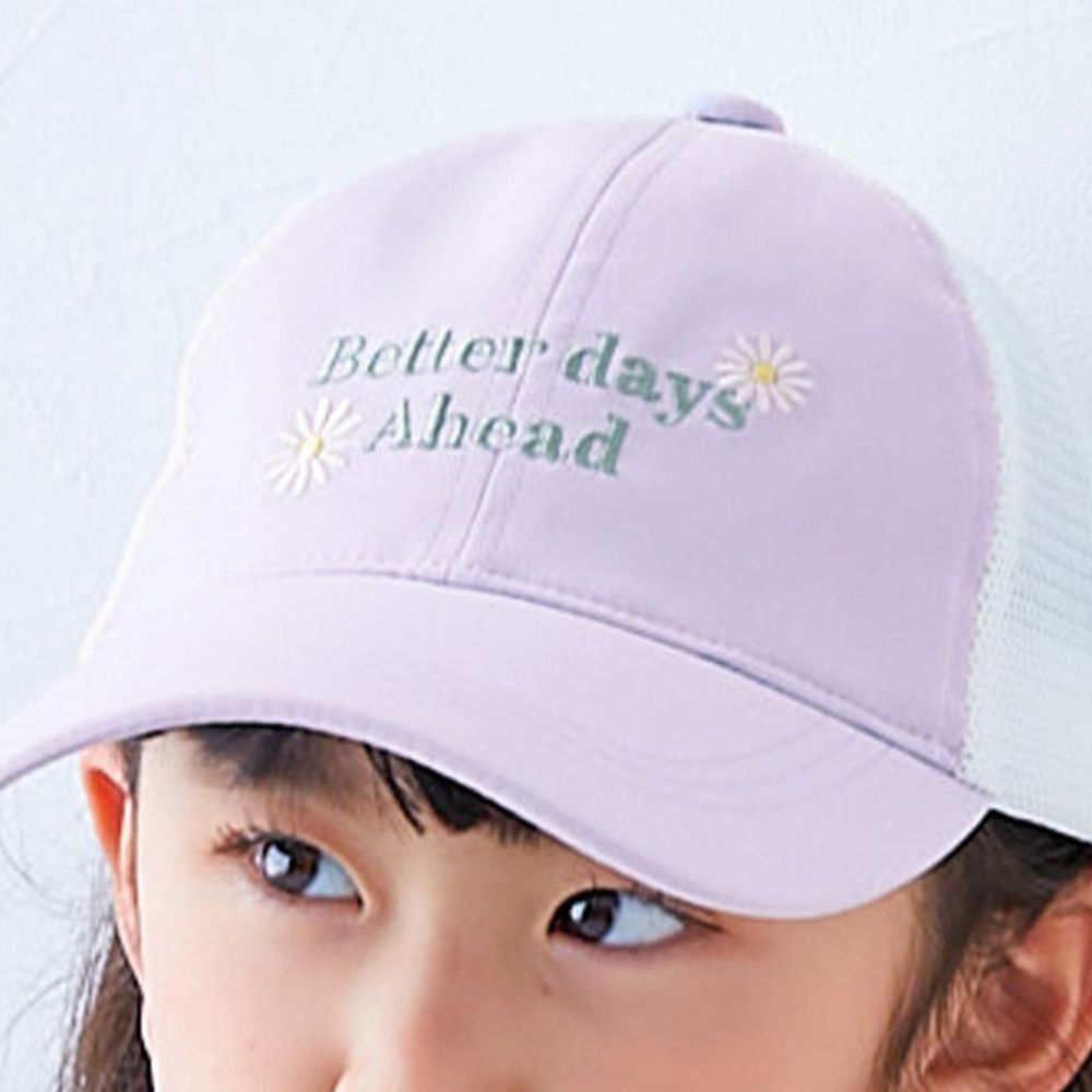 透氣網眼休閒卡車帽(可親子裝)-小花-紫羅蘭