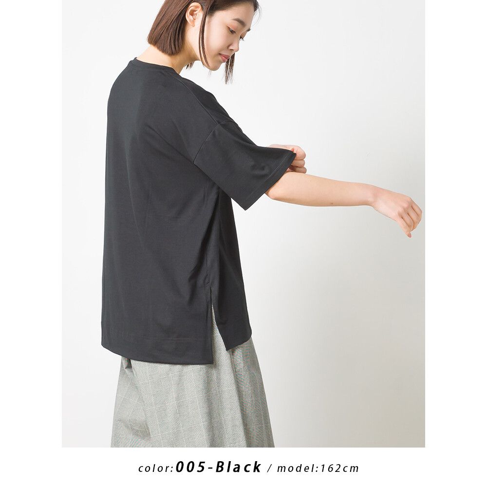 日本 OMNES - 涼感抗UV 前短後長口袋短袖上衣-杏