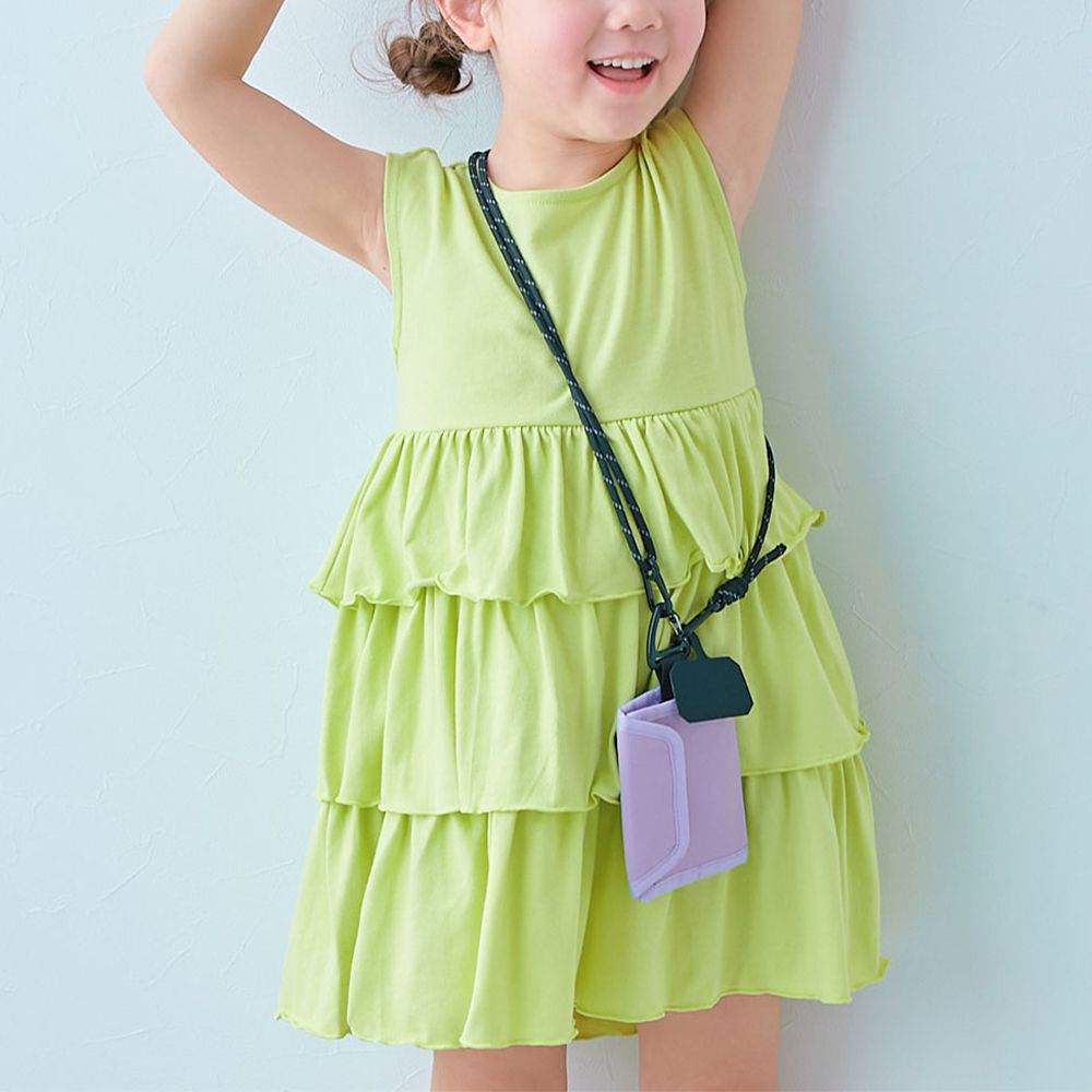 俏皮分層荷葉無袖洋裝/長上衣-黃綠