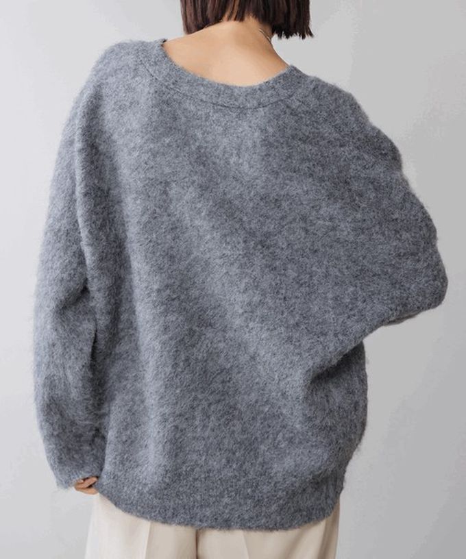 日本 Bab - 英文字印花顯瘦V領針織開襟衫-灰