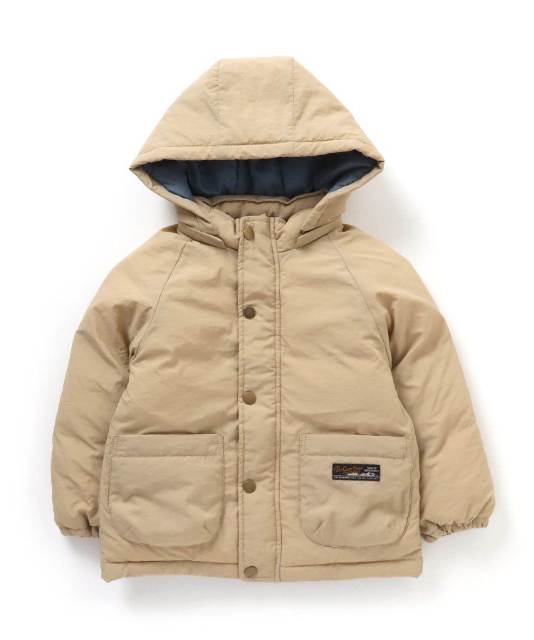 日本 BREEZE - 鋪棉保暖連帽外套-異色拼接-綠x藍