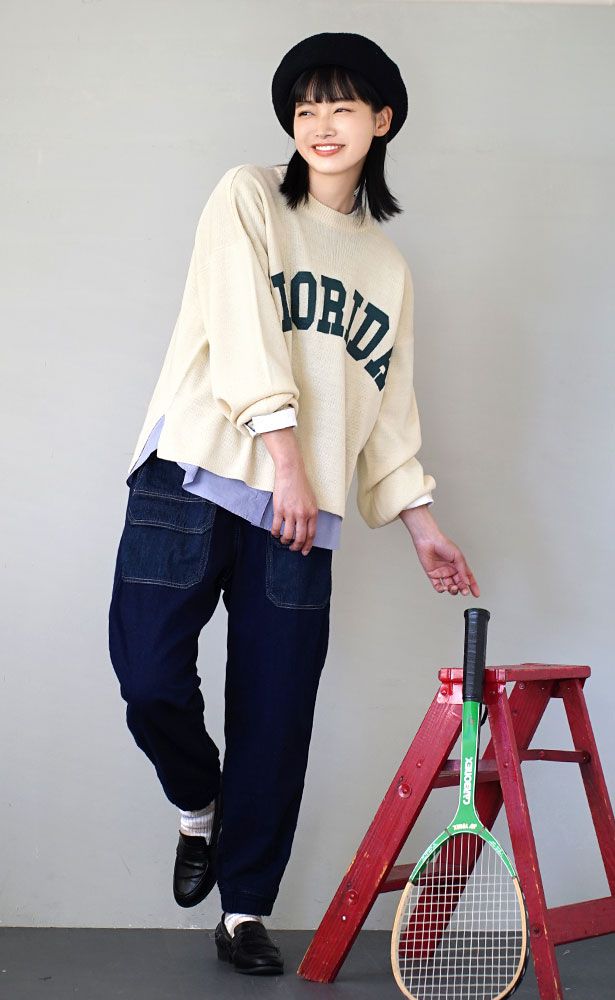 日本 zootie - 美式英文圓領澎袖輕薄針織長袖上衣-紅