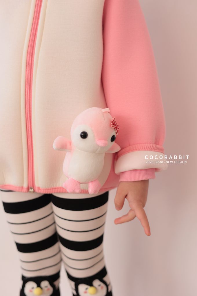 韓國 Coco rabbit - 閉眼企鵝可拆式連帽外套-黑