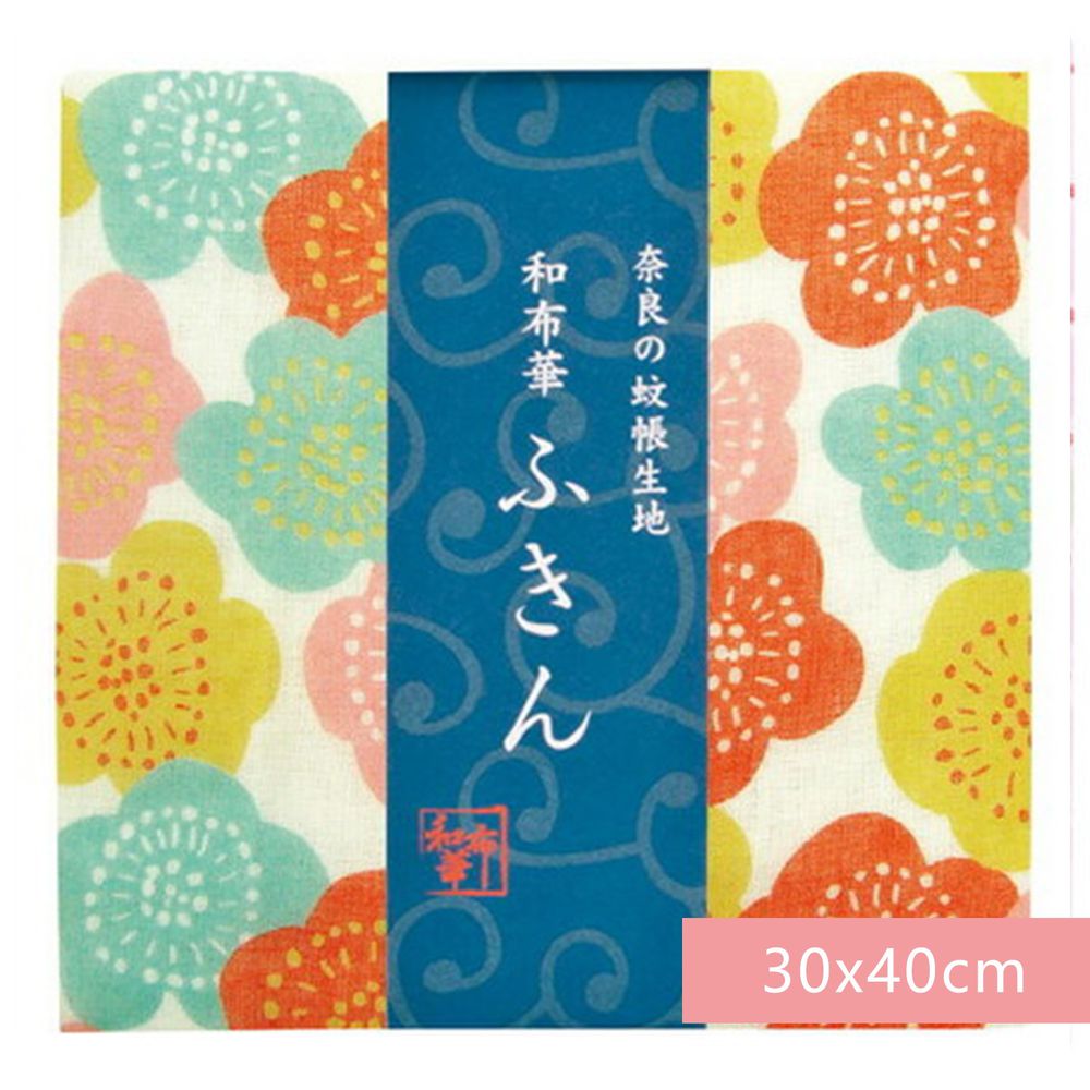 日本代購 - 【和布華】日本製奈良五重紗 方巾-繽紛花梅 (30x40cm)