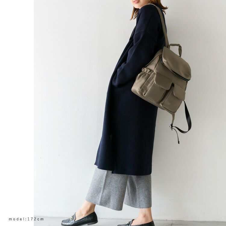 日本代購 - 尼龍輕量 10口袋多功能後背包/媽媽包-黑灰迷彩 (32x29x12cm)