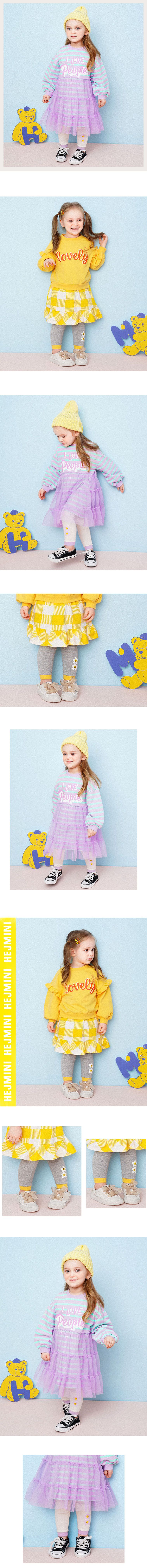 韓國 HEJMINI - 兩朵花花內搭褲-灰