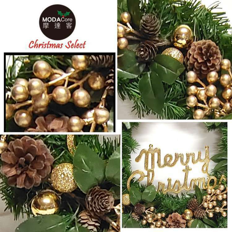 MODACore 摩達客 - 耶誕-台製歐風典雅20吋大地盛宴金球果松果聖誕花圈_福臨圈(免組裝/台灣設計手工藝製) 本島免運費