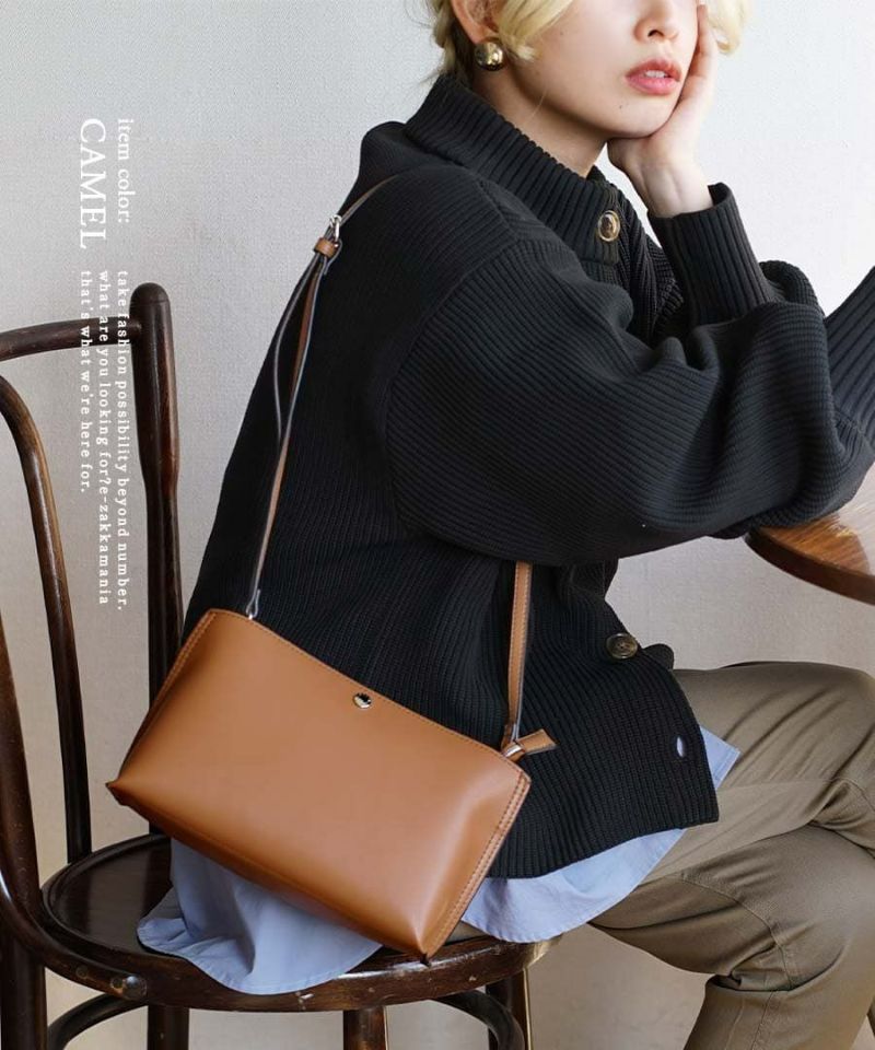 日本 zootie - Legato Largo 簡約輕量皮革側背包-棕卡其