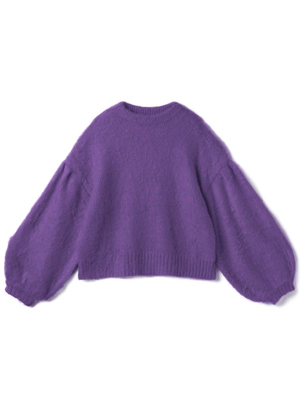 日本 GRL - 圓領短絨氣球袖毛衣-象牙杏 (F)