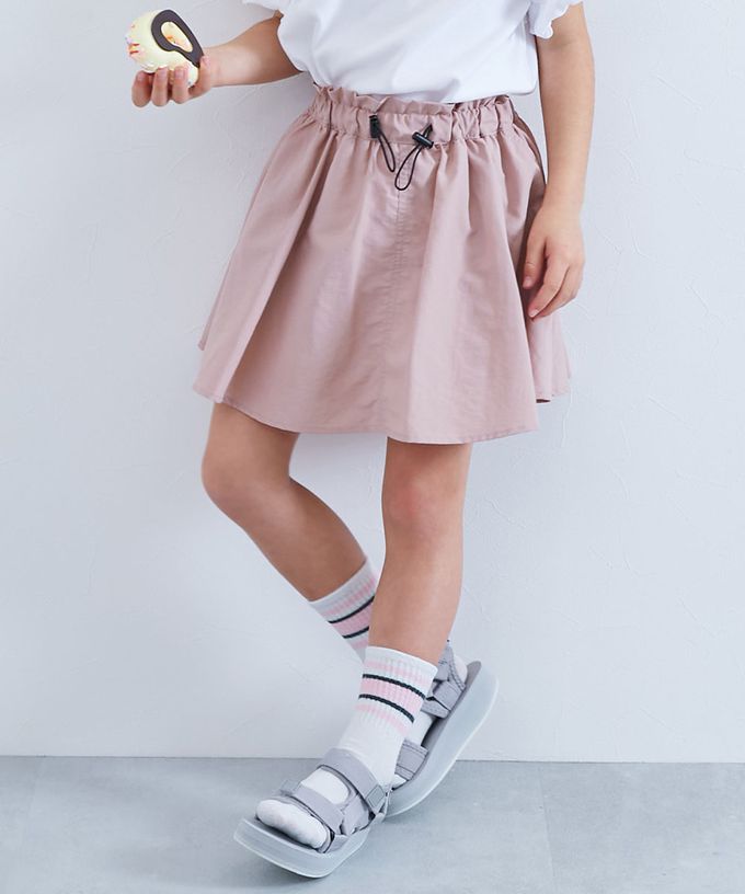 日本 devirock - 防潑水 尼龍抽繩短裙-(內襯安全褲)-灰藍