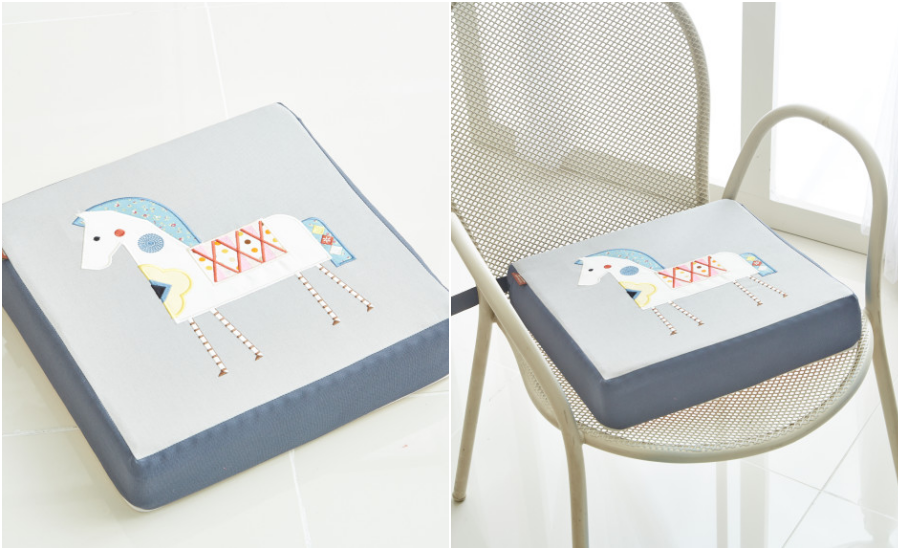 韓國 Organic Bean - 防水乳膠透氣兒童增高座墊-鯨魚家族-黃 (35x35x7cm)