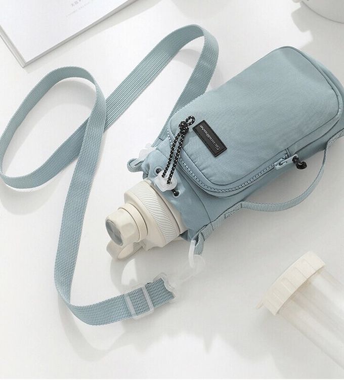 日本 LIZDAYS - 防潑水 手機水壺收納隨身側背小包-煙燻藍