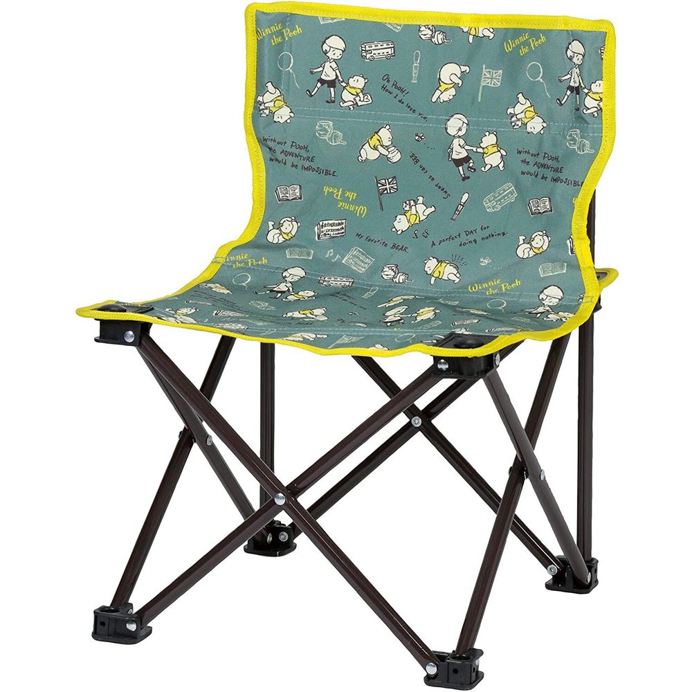 日本 Pearl 金屬 - 迪士尼 輕巧摺疊椅-維尼-綠X黃 (耐重60kg)