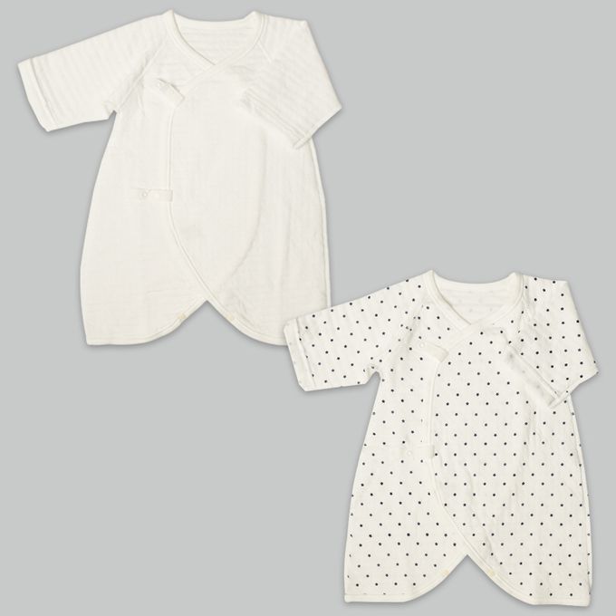 akachan honpo - 長袖新生兒內衣4件組-按扣款 保暖鋪棉-深藍色 (50~60cm)