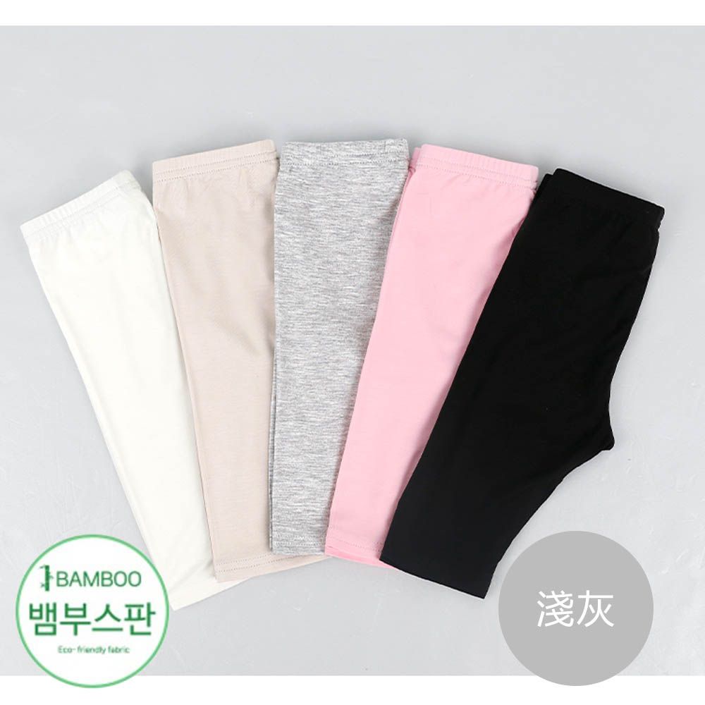 柔膚透氣竹纖維彈力七分褲-淺灰