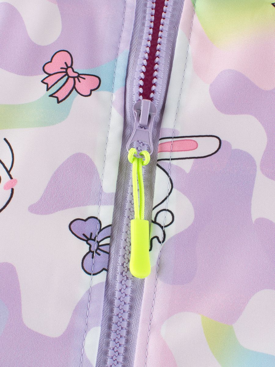 薄絨連帽衝鋒外套-迷彩兔兔-紫色