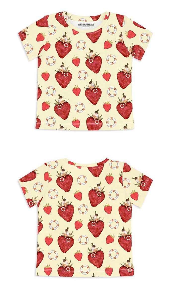 英國 SLEEP NO MORE - 100% 有機棉兒童短袖上衣-草莓