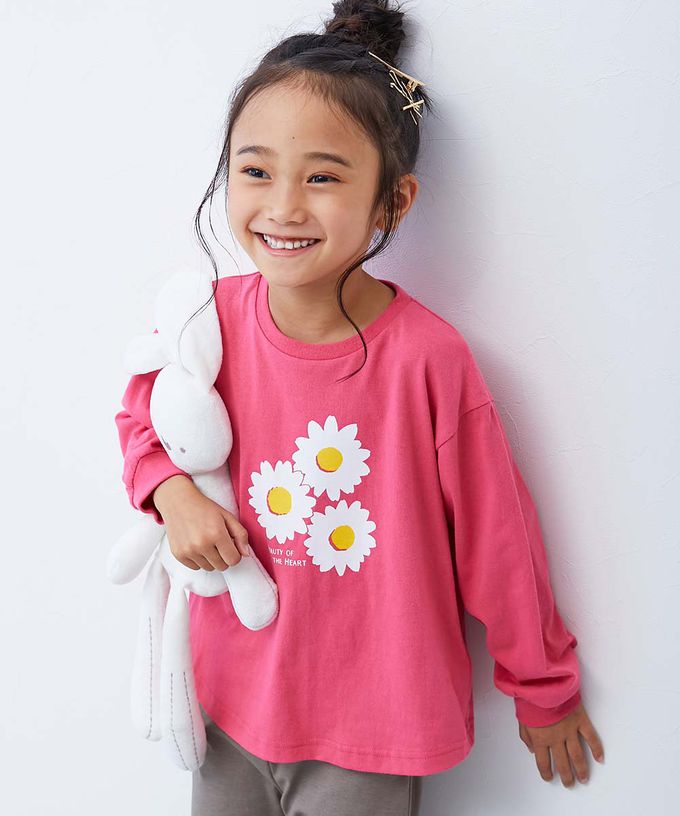 日本 devirock - 100%棉 定番女孩印花長袖上衣-蛋糕-燕麥