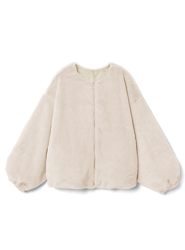 日本 GRL - 超柔軟刷毛圓領外套-煙燻粉 (F)