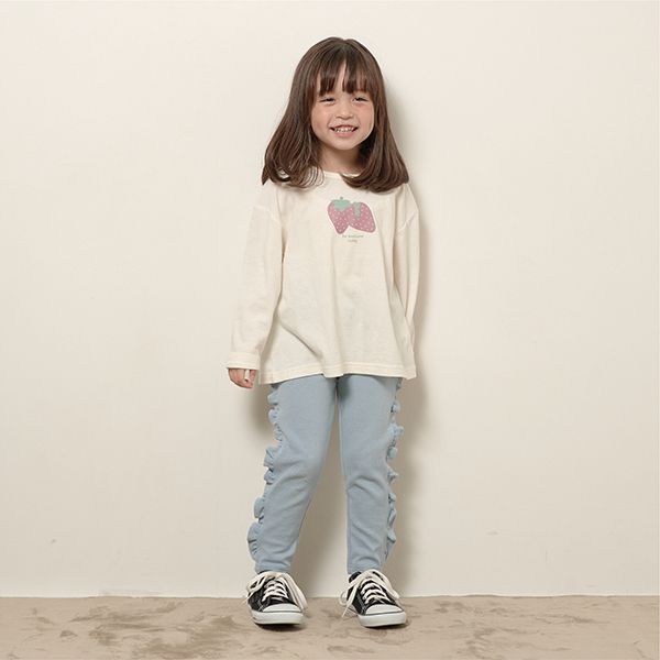 日本 Lycee mine - Anywhere系列 側面荷葉邊9分褲-水藍