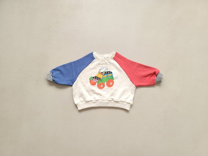 韓國 Mimico - 越野車印撞色長袖大學T