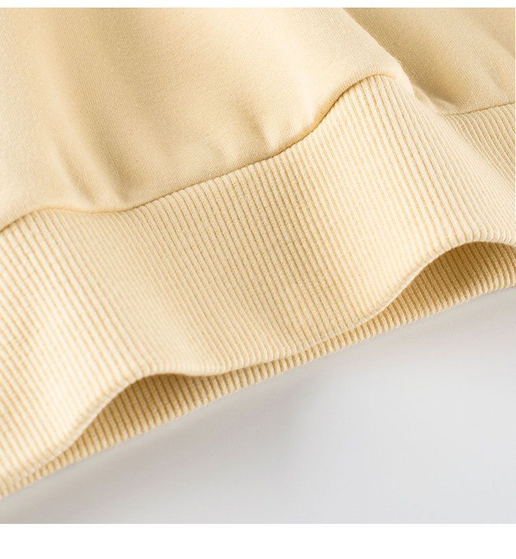 加絨棉質圓領長袖上衣/大學T-翻滾熊貓-杏色