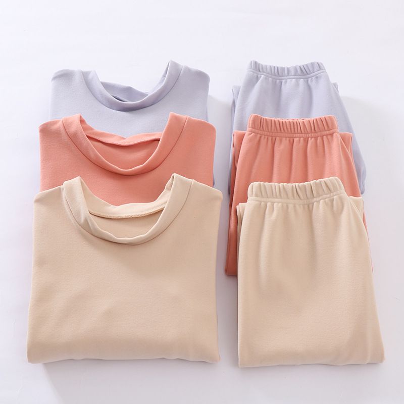 MAMDADKIDS - 雙面絨保暖長袖家居服套裝-橘紅色