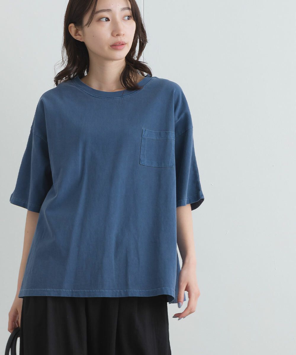 日本女裝代購 - 舒適落肩小口袋五分袖上衣-奶茶棕