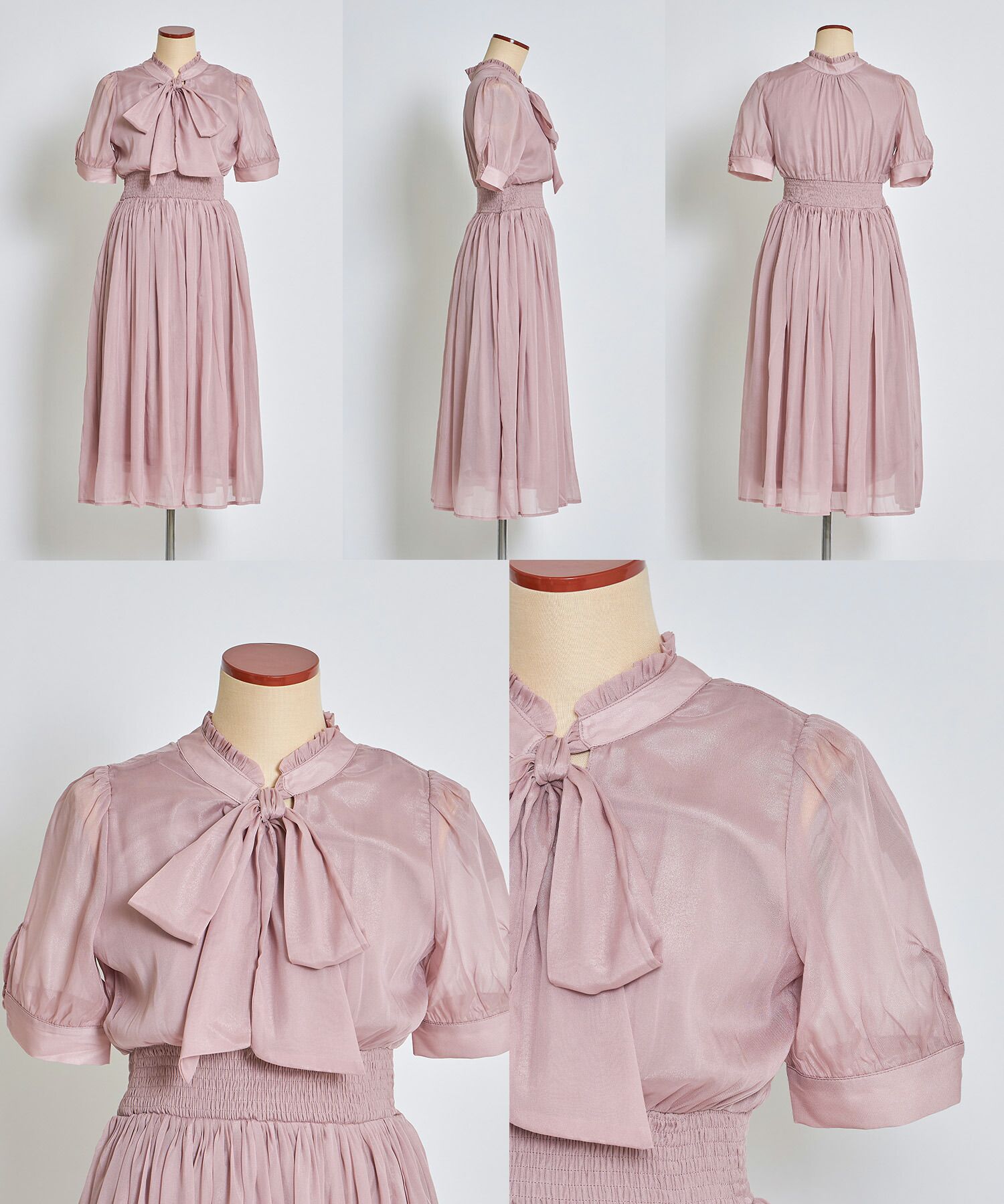 日本 tocco-closet - 2WAY甜美蝴蝶結雪紡洋裝-海軍藍