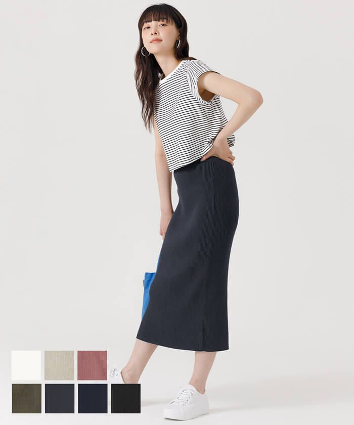 日本 COCA - 四季百搭彈性修身長裙-煙燻粉