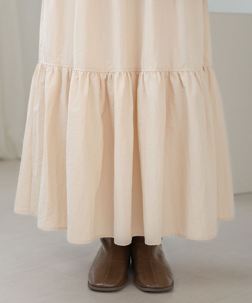 日本 Bab - 成熟可愛立體縐褶蛋糕長裙-米杏 (M)