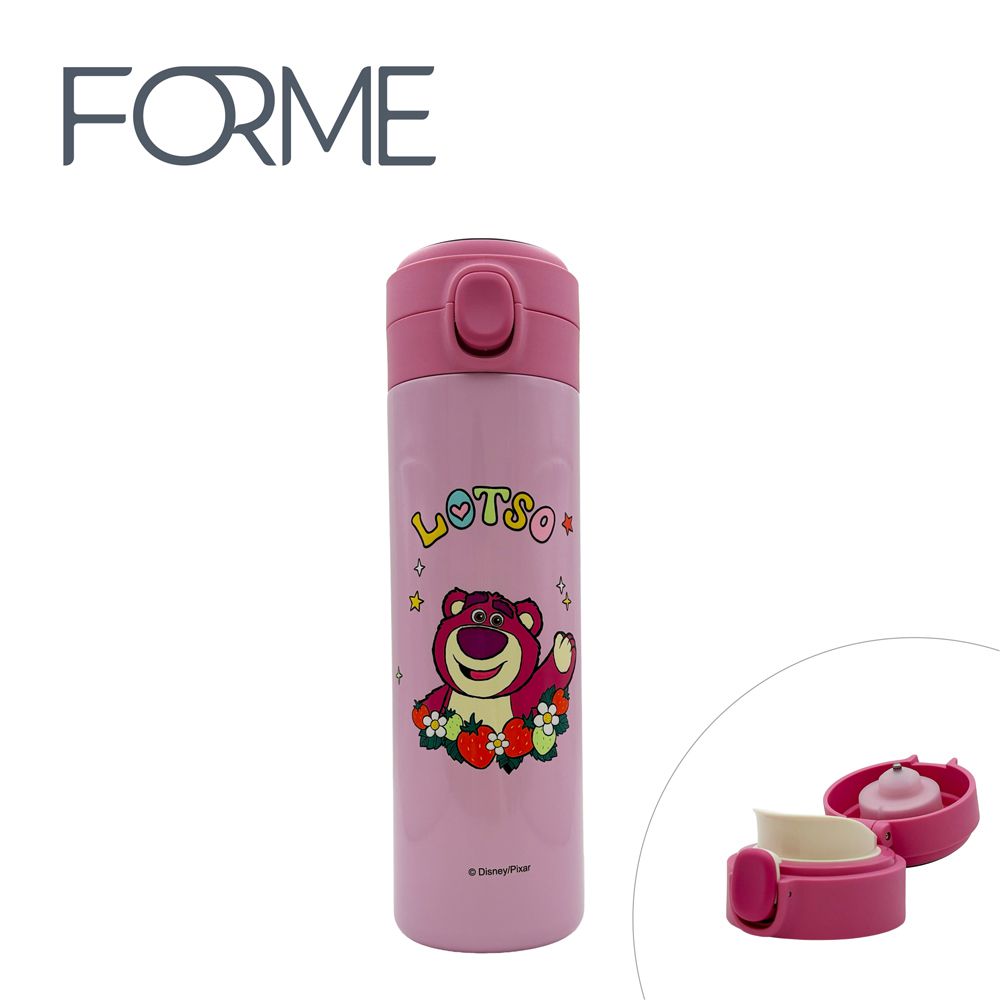 正版授權感溫不鏽鋼保溫 直飲彈跳隨身杯 /守護杯系列-熊抱哥/粉 (500ml)