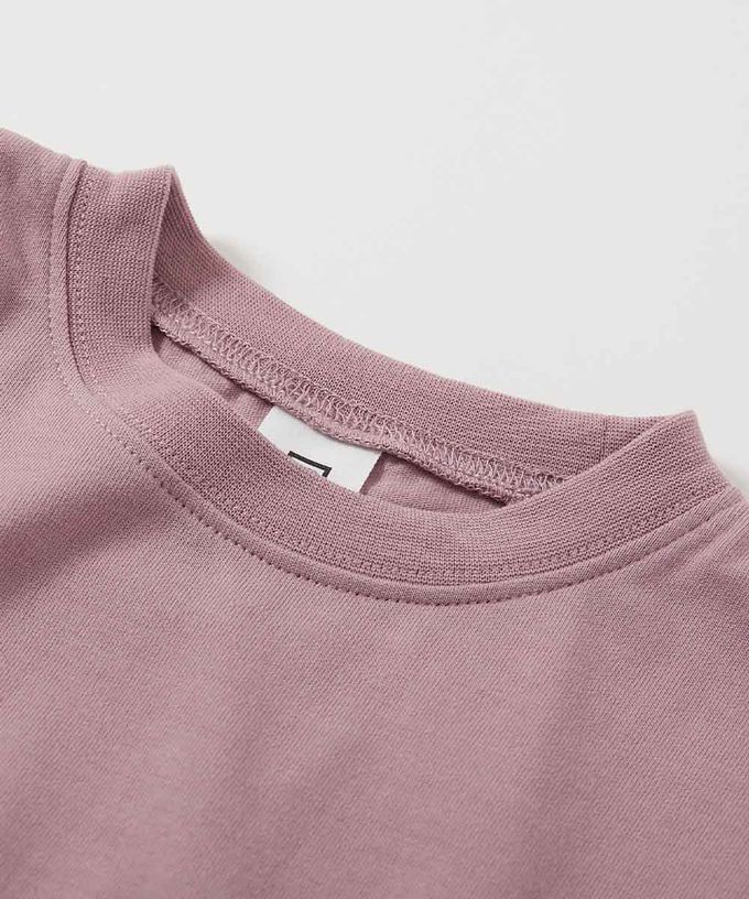 日本 devirock - 天竺棉舒適分層短袖洋裝-背後標語-淺灰