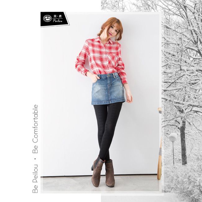 貝柔 Peilou - 立體針織精梳棉褲襪-雪花-黑