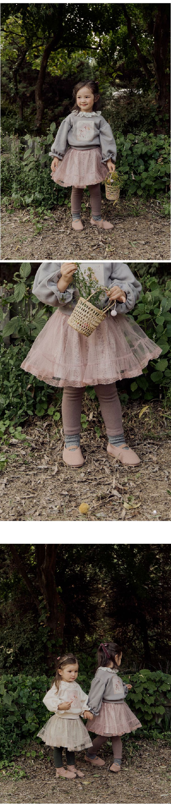 韓國 Puellaflo - 冬季必備！復古花印蕾絲裙內搭褲-玫瑰粉X咖