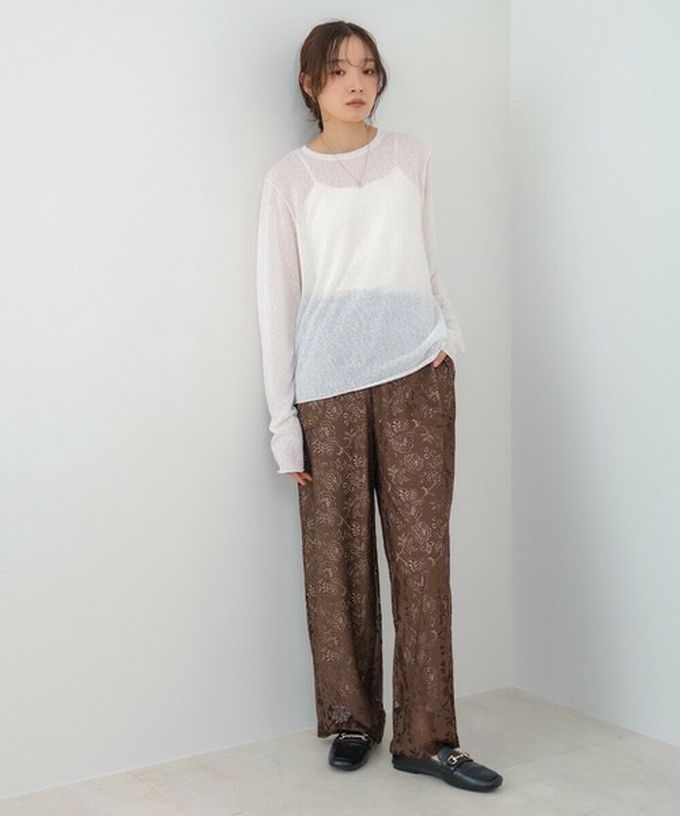 日本 Bab - 率性混色感微透膚長袖上衣-黑