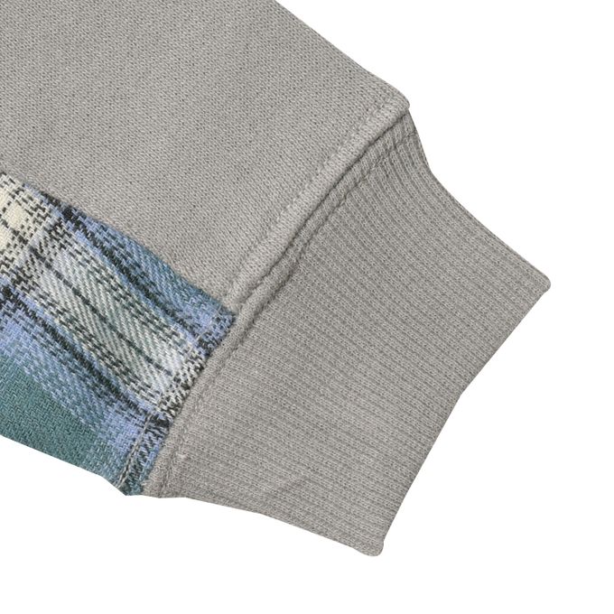 akachan honpo - 拼接休閒上衣-毛圈內裡-灰色