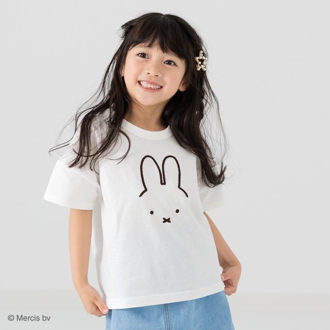 日本 Chil2 - 米飛兔限定短袖上衣-線條耳朵-白