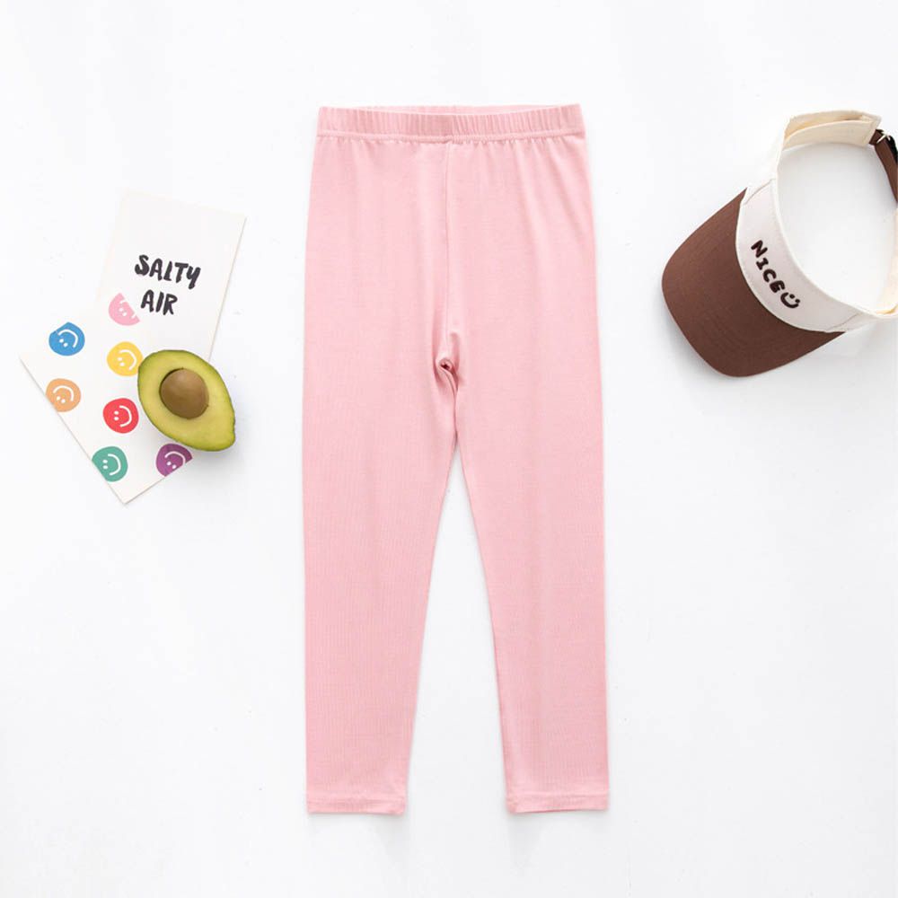 大彈力！莫代爾九分內搭褲-粉色