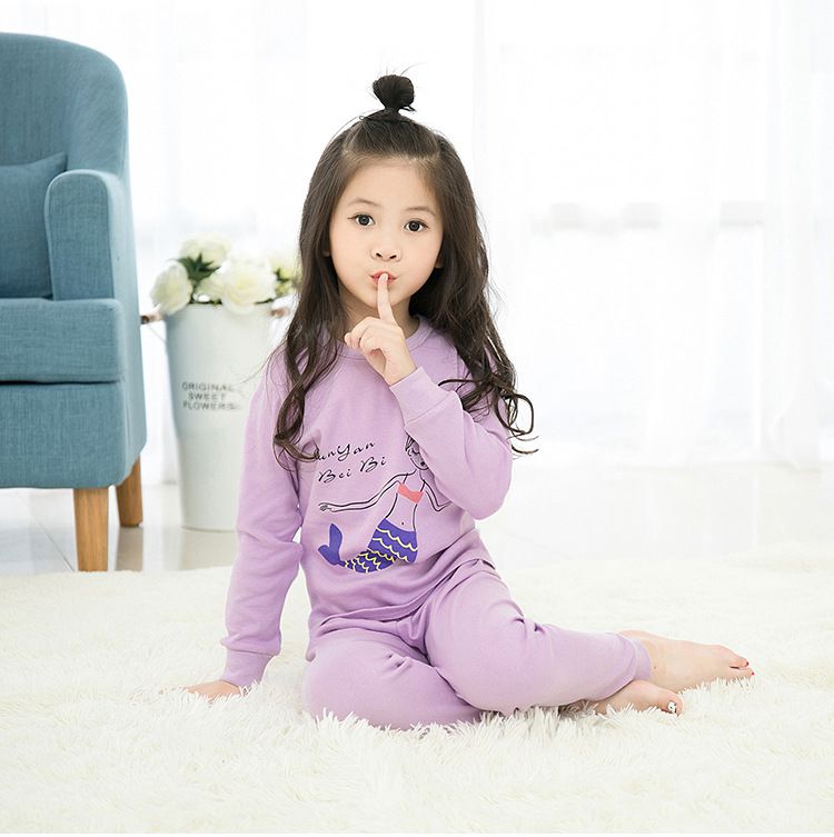 純棉兒童長袖家居服套裝-問號貓貓-橘紅+灰