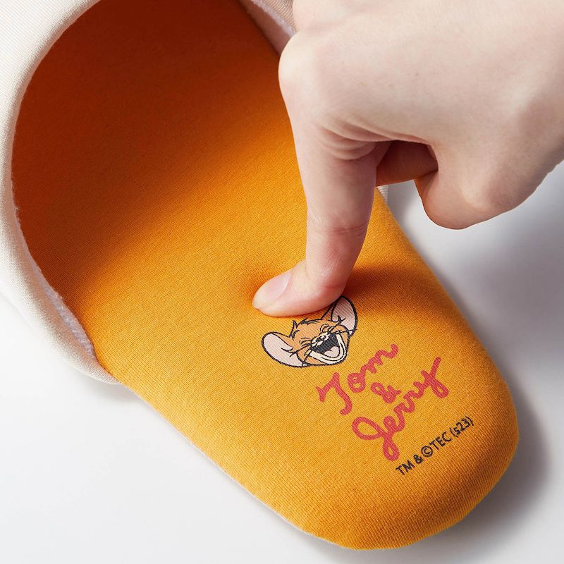 日本千趣會 - 湯姆貓與傑利鼠 鞋底防噪音室內拖鞋-橘 (M(23-25cm))