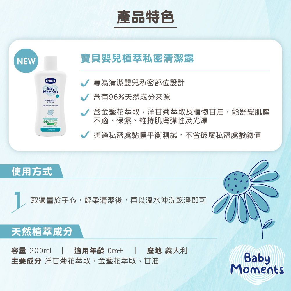 義大利 chicco - 寶貝嬰兒植萃私密清潔露200ml