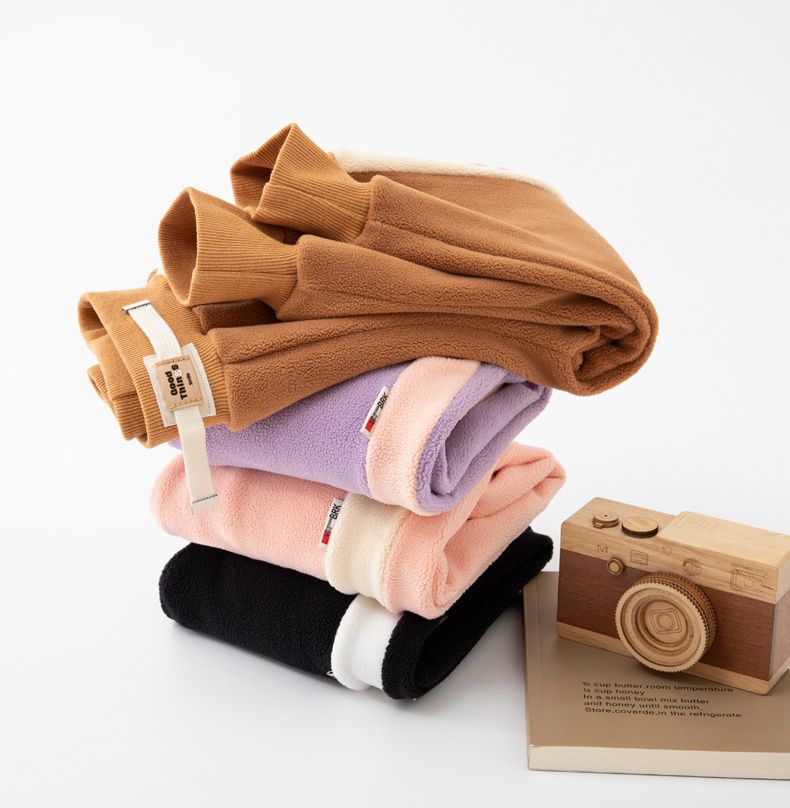 FANMOU - 加絨腰鬆緊束口休閒長褲-粉色