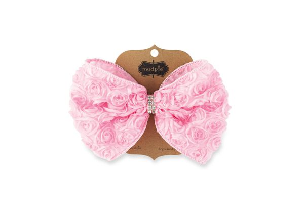 美國 Mud Pie - 時尚大髮飾-粉紅玫瑰蝴蝶結 (單一尺寸)
