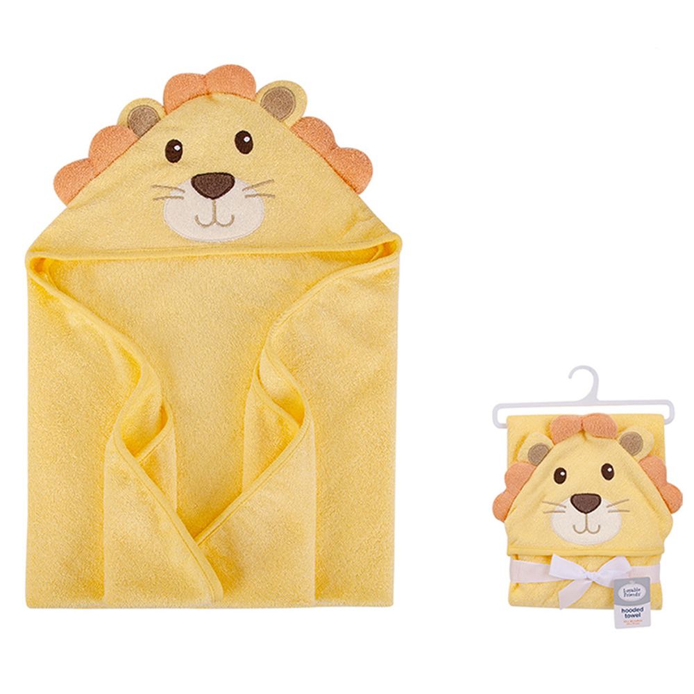 美國 Luvable Friends - 100% 純棉嬰幼兒動物造型連帽浴巾/包巾-小獅子