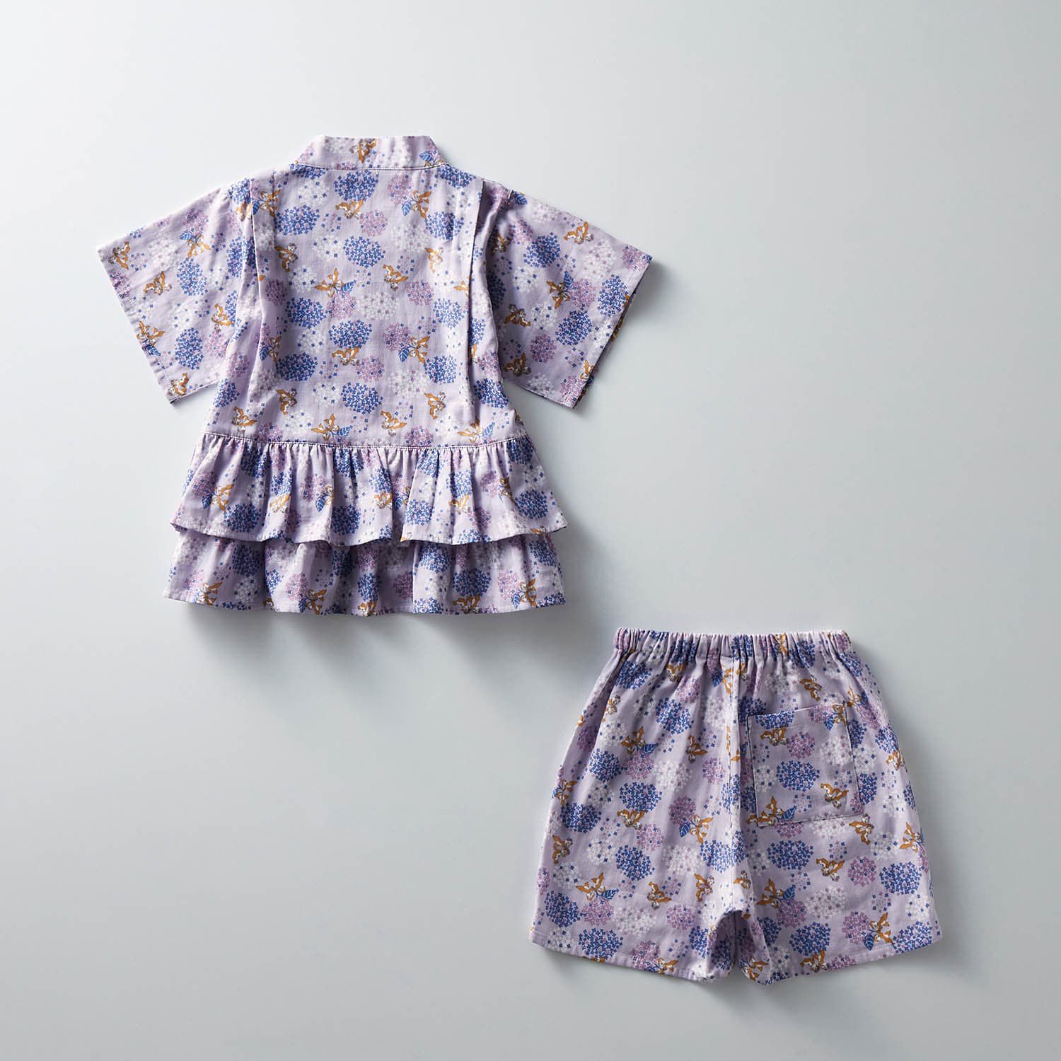 日本千趣會 - 迪士尼二重紗荷葉邊短袖甚平-米妮花園-嫩綠