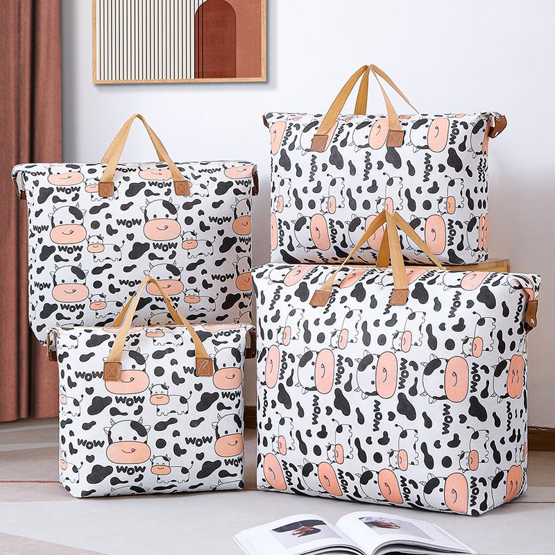 防水棉被收納袋-滿版牛牛-白色