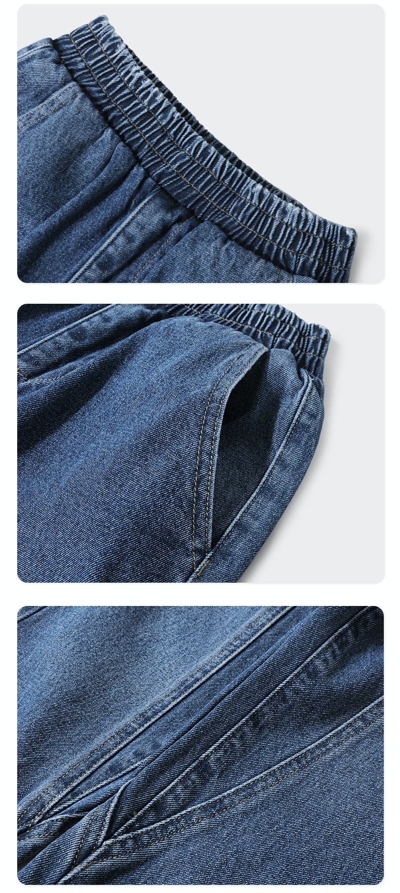 帥氣牛仔束口長褲-藍色