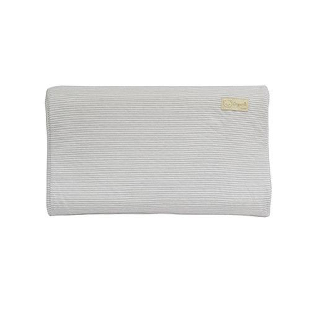 日本 Combi - 有機棉兒童護頸乳膠枕-經典條紋系列-寧靜灰 (50x30x9cm)-6個月起